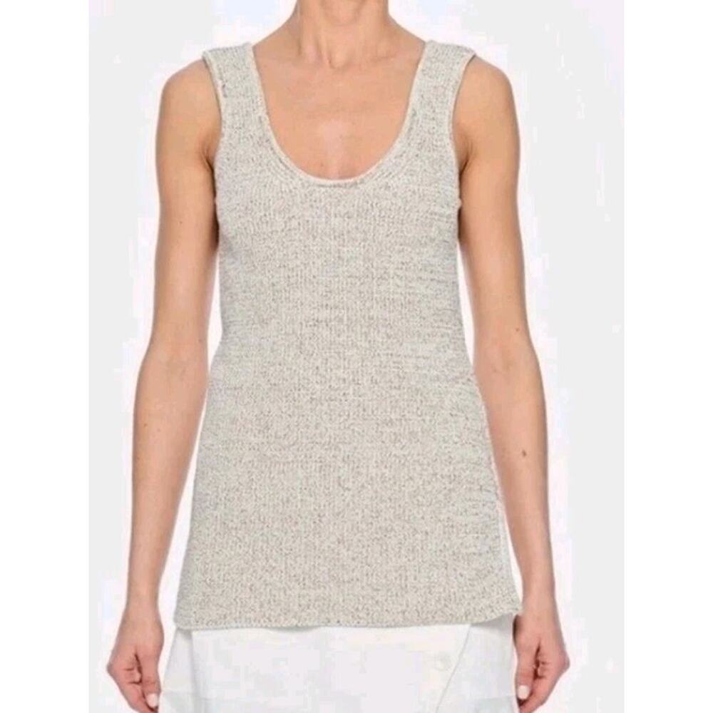 Tibi Cream Scoop Neck Knit Tank